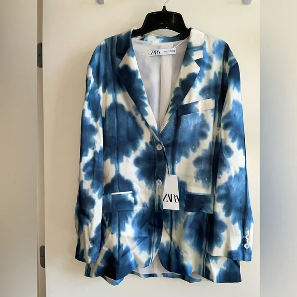 Zara women’s blue dye suit jacket - Picture 1 of 2